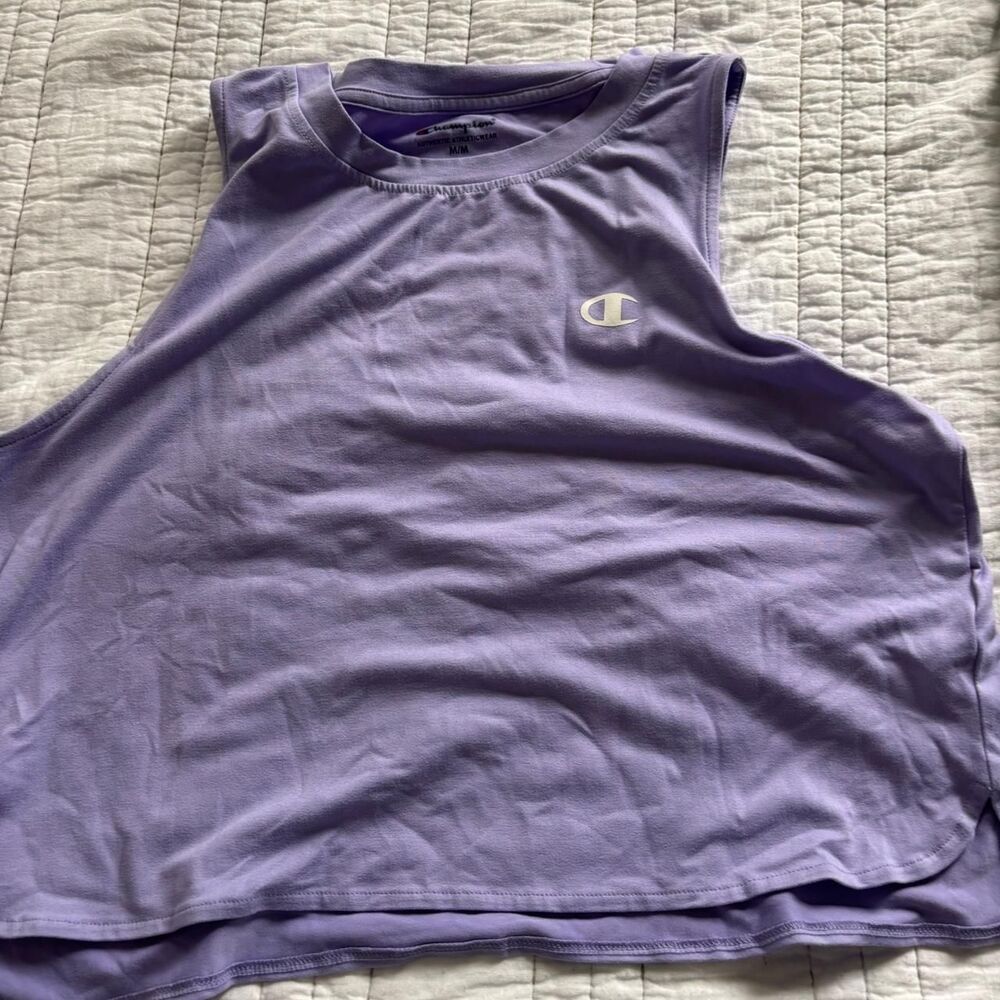 CHAMPION Activewear Athletic Purple Logo Sleeveless Medium Women's Tank Top